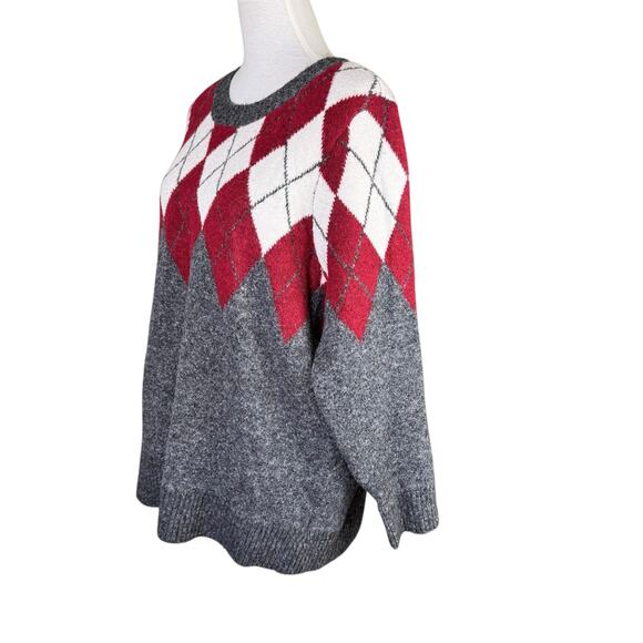 Torrid Red and Gray Argyle Sweater EUC - Picture 7 of 15